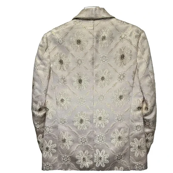 Kent & Park Cream Gold Embellished Tuxedo Jacket 40R J103 Italy Formal - Picture 7 of 13